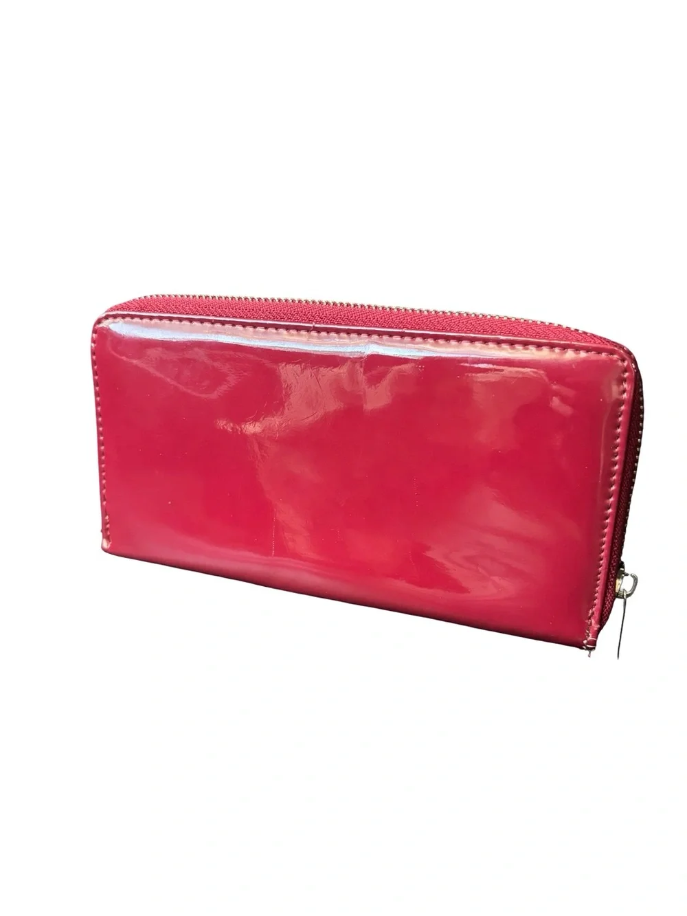 Women's Patent Zip Wallet - Hot Pink